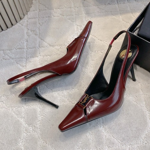 Saint Laurent Logo Slingback Square-Toe Pump Calfskin 생로랑 로고 슬링백 스퀘어토 펌프스 카프스킨