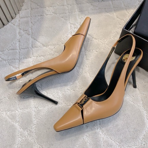 Saint Laurent Logo Slingback Square-Toe Pump Calfskin 생로랑 로고 슬링백 스퀘어토 펌프스 카프스킨