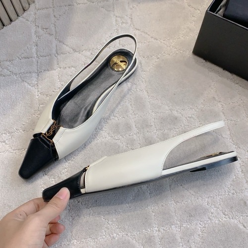 Saint Laurent Logo Slingback Pump Calfskin Black 생로랑 로고 슬링백 펌프스 송아지가죽 블랙