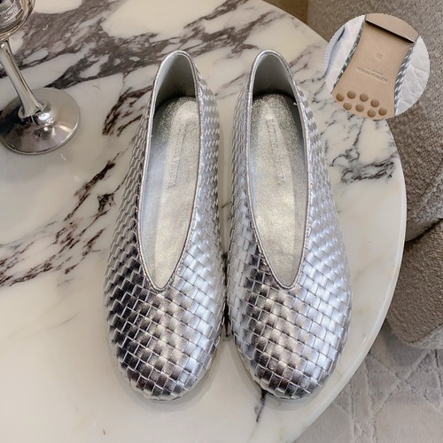 Bottega Veneta Intrecciato Lace-Trim Ballet Woven Leather Multicolor Flat 보테가 베네타 인트레치아토 레이스 트림 발레 우븐 레더 멀티컬러 플랫