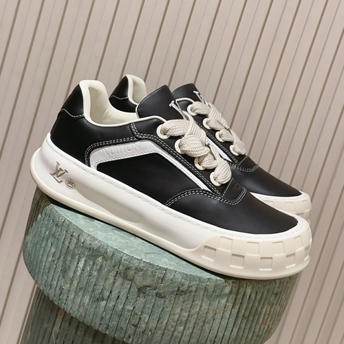 Louis Vuitton Logo Signature Platform Casual Calfskin Mesh White Sneakers 루이비통 로고 시그니처 플랫폼 캐주얼 송아지가죽 메쉬 화이트 스니커즈
