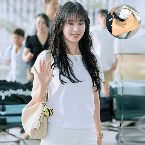 Prada Aimee Cowhide Apricot Hobo Bag 프라다 에이미 1BC228 소가죽 살구 호보백 39cm