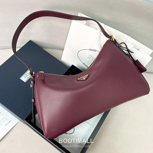 Prada Aimee Cowhide Burgundy Hobo Bag 프라다 에이미 1BC228 소가죽 버건디 호보백 39cm
