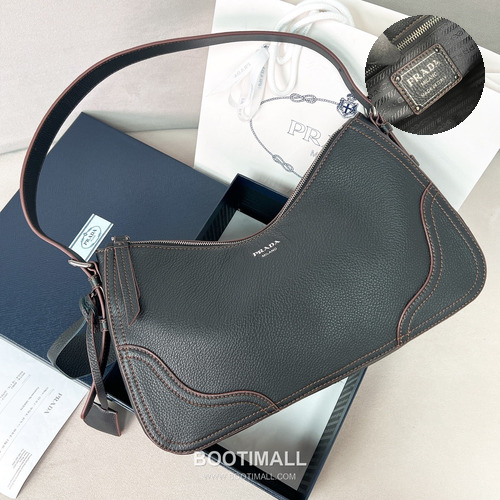 Prada Aimee Deerskin Black Hobo Bag 프라다 에이미 1BC280 디어스킨 블랙 호보백 36cm