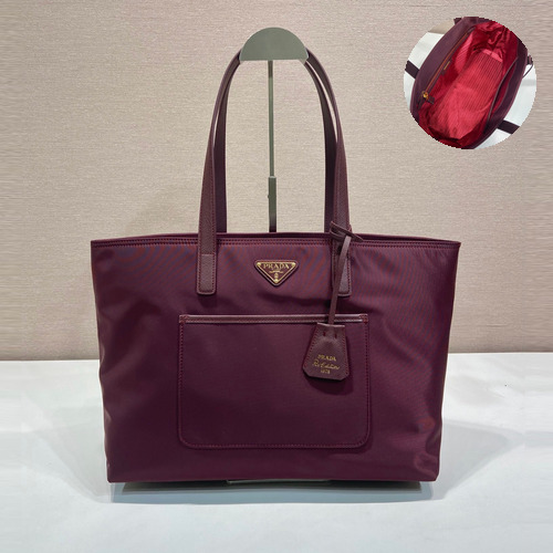 Prada Re-Nylon Saffiano Handle Recycled Nylon Tote Bag 프라다 1BG555 리나일론 사피아노 핸들 리사이클 나일론 토트백 35cm