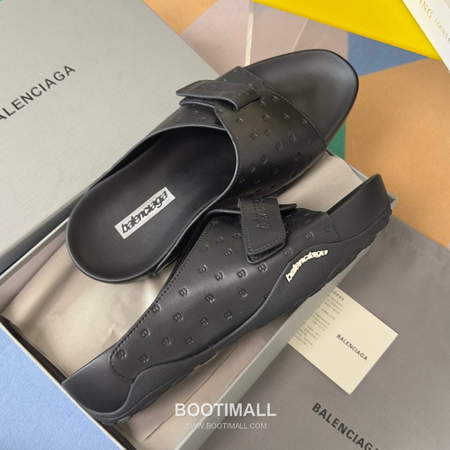 Balenciaga Monday Ultra Retro 3B Leather Textile Black Slides 발렌시아가 먼데이 울트라 레트로 3B 가죽 텍스타일 블랙 슬라이드