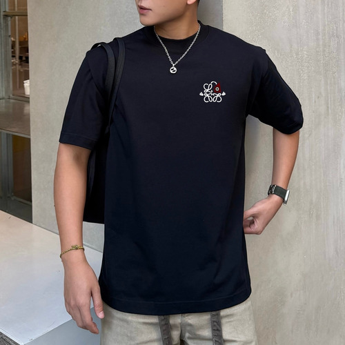 Loewe SS26 Embroidered Heavyweight Cotton Short Sleeve T-Shirt 로에베 SS26 자수 헤비웨이트 코튼 반팔 티셔츠