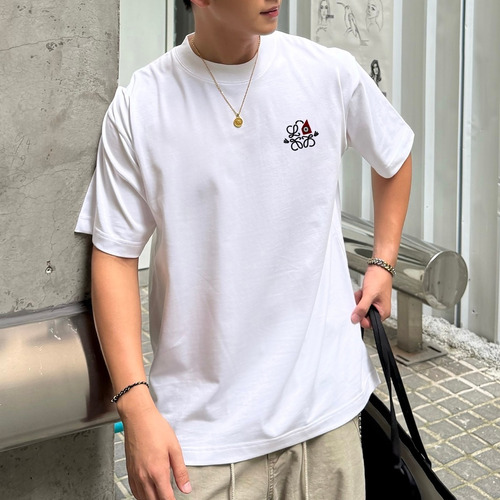 Loewe SS26 Embroidered Heavyweight Cotton Short Sleeve T-Shirt 로에베 SS26 자수 헤비웨이트 코튼 반팔 티셔츠