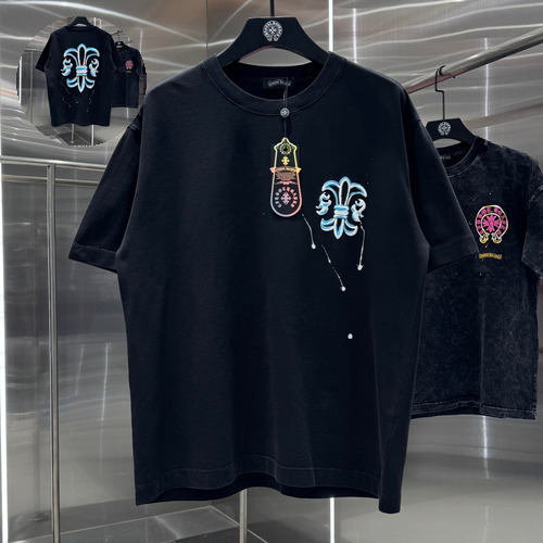 Chrome Hearts Foam Print Splash Cotton Black T-Shirt 크롬하츠 발포 프린트 스플래시 코튼 블랙 티셔츠