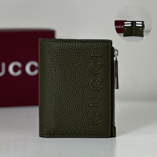 Gucci Grain Leather Card Holder Grained Green 구찌 그레인 레더 카드 홀더 그린 11cm