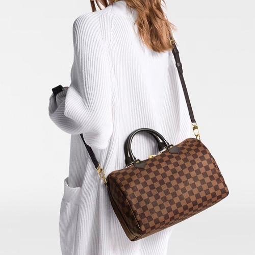 Louis Vuitton Speedy Bandouliere Damier Ebene Canvas Brown Zip Wallet 루이비통 스피디 반둘리에 다미에 에벤 캔버스 브라운 지퍼 지갑 30cm