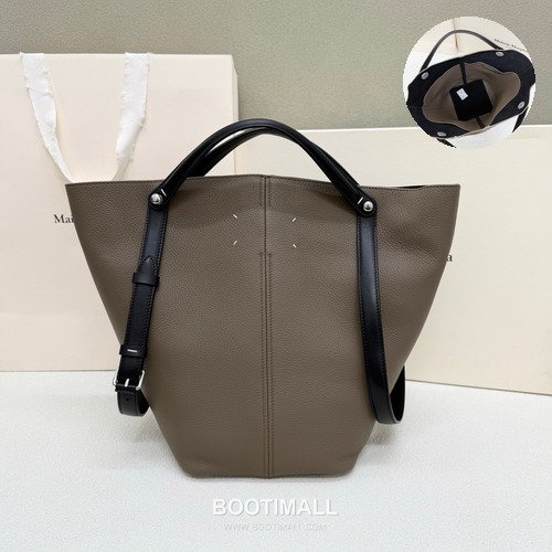 Maison Margiela Dress-Age Medium Grained Cowhide Black Bucket Bag 메종 마르지엘라 드레스-에이지 미디엄 3428 그레인드 소가죽 블랙 버킷백 42cm