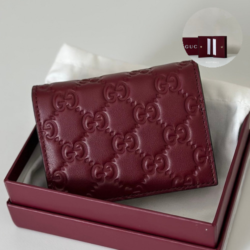 Gucci Burgundy Embossed Leather Mini Wallet 847207 구찌 버건디 엠보싱 레더 미니 지갑 11cm