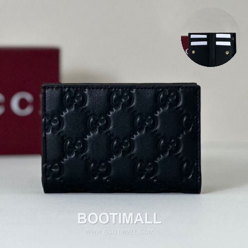 Gucci Black Embossed Leather Mini Wallet 847208 구찌 블랙 엠보싱 레더 미니 지갑 11cm