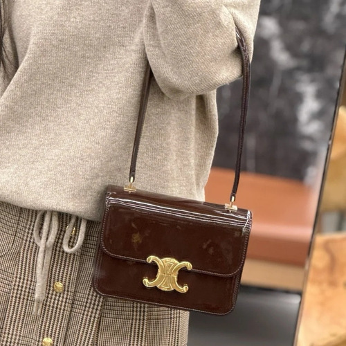 Celine Triomphe 118053 Calfskin Red Shoulder Bag 셀린느 118053 카프스킨 레드 숄더백 18cm