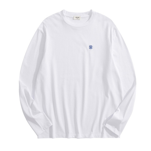 Celine Triomphe Embroidered Long-Sleeve Long-Staple Cotton T-Shirt 셀린느 트리옹프 자수 롱슬리브 장섬유 코튼 티셔츠