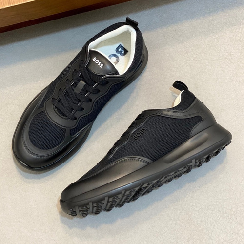 BOSS Leather Knit Runner Sneakers 휴고보스 레더 니트 러너 남성 스니커즈 화이트 블랙