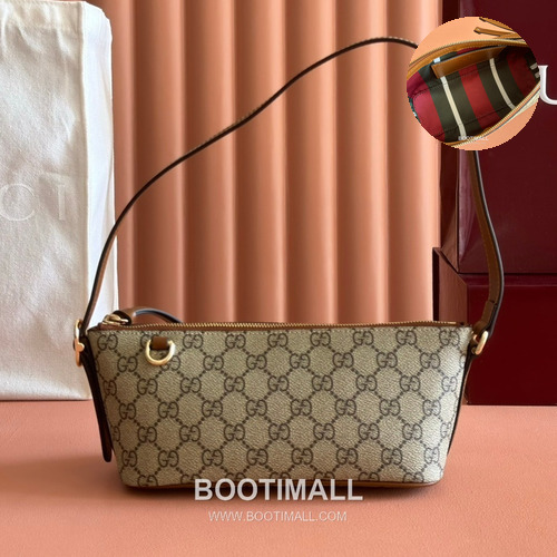 Gucci GG Emblem Small Shoulder Bag GG Supreme Canvas Leather Trim 847281 구찌 GG 엠블럼 스몰 숄더백 GG 수프림 캔버스 가죽 트리밍 27cm