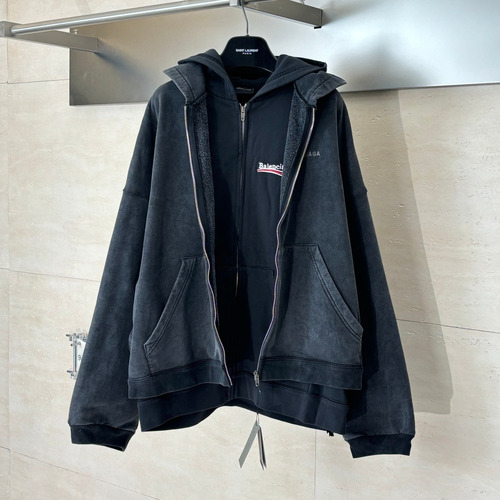 Balenciaga Layered Distressed Double Hoodie 발렌시아가 레이어드 디스트로이드 더블 후디
