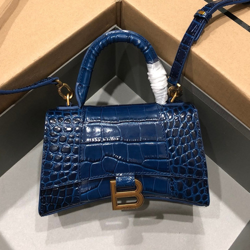 Balenciaga Hourglass Crocodile Embossed Leather Top Handle Bag 발렌시아가 아워글래스 크로커다일 엠보싱 가죽 탑핸들 백 24cm
