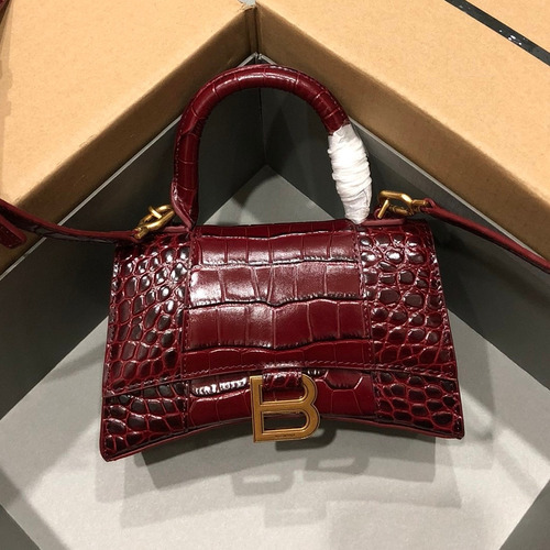 Balenciaga Hourglass Crocodile Embossed Leather Top Handle Bag 발렌시아가 아워글래스 크로커다일 엠보싱 가죽 탑핸들 백 24cm