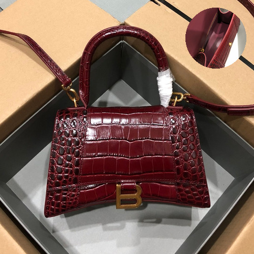 Balenciaga Hourglass Crocodile Embossed Leather Top Handle Bag 발렌시아가 아워글래스 크로커다일 엠보싱 가죽 탑핸들 백 24cm