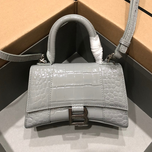 Balenciaga Hourglass Crocodile Embossed Leather Top Handle Bag 발렌시아가 아워글래스 크로커다일 엠보싱 가죽 탑핸들 백 24cm