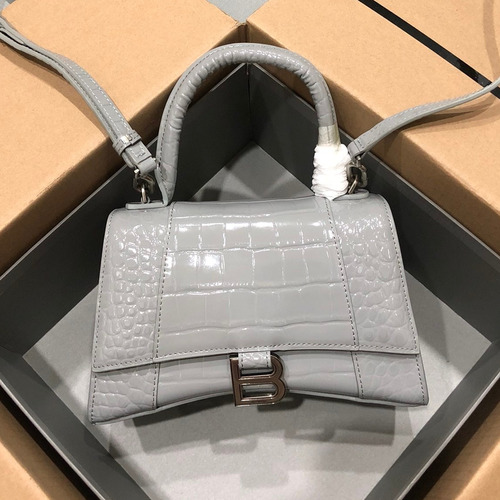 Balenciaga Hourglass Crocodile Embossed Leather Top Handle Bag 발렌시아가 아워글래스 크로커다일 엠보싱 가죽 탑핸들 백 24cm
