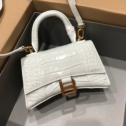 Balenciaga Hourglass Crocodile Embossed Leather Top Handle Bag 발렌시아가 아워글래스 크로커다일 엠보싱 가죽 탑핸들 백 24cm
