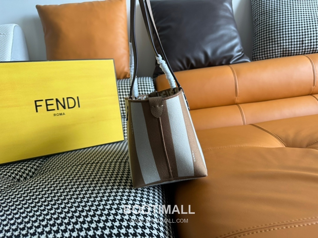 Fendi Pequin FF Jacquard Shopper Fabric Beige Tote Bag 펜디 페퀸 FF 자카드 쇼퍼 패브릭 베이지 토트백 23cm 12