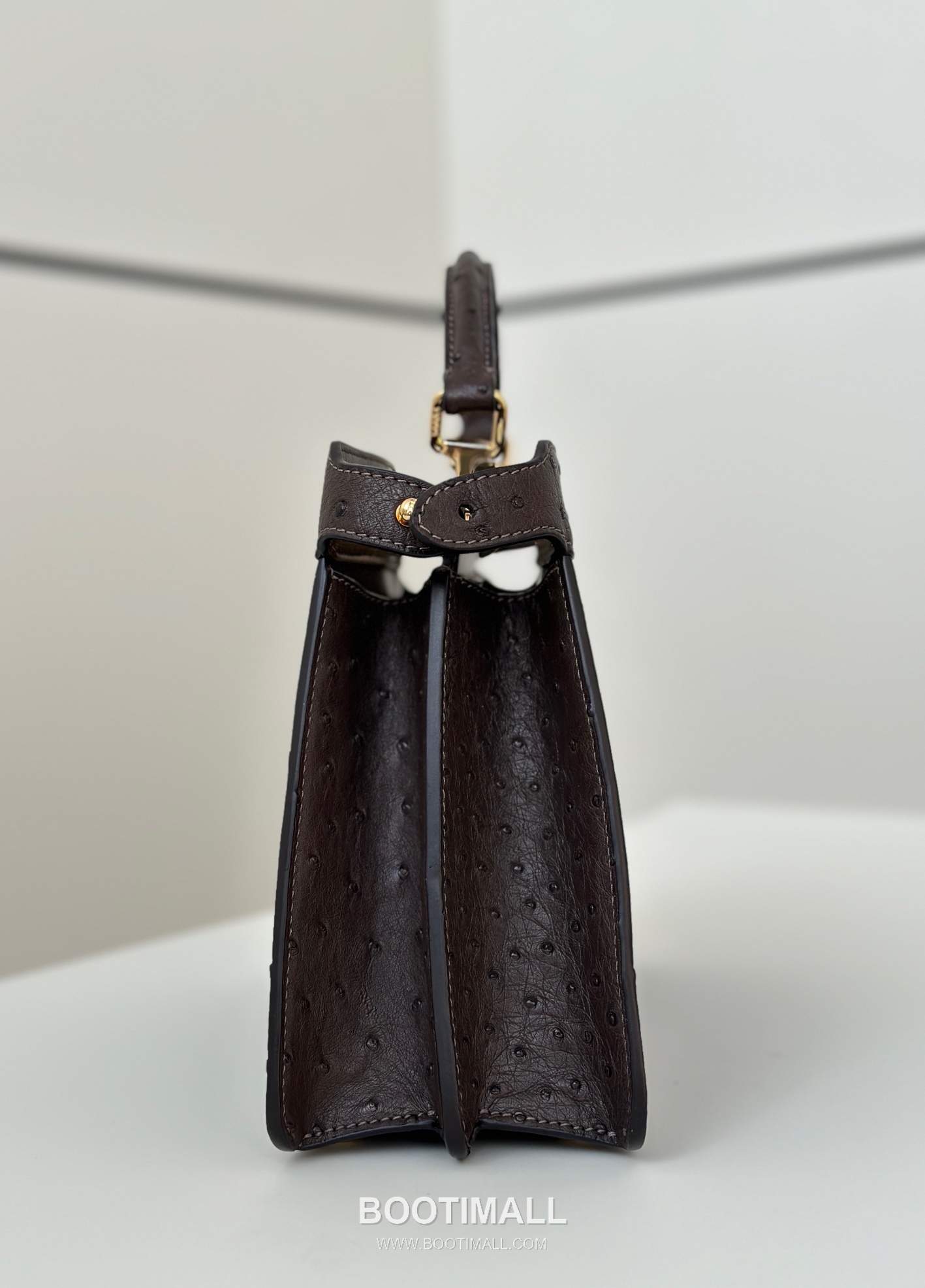 Fendi Peekaboo ISeeU Accordion Ostrich Leather Brown Top Handle Bag 펜디 피카부 아이씨유 아코디언 오스트리치 레더 브라운 탑핸들백 27cm 5