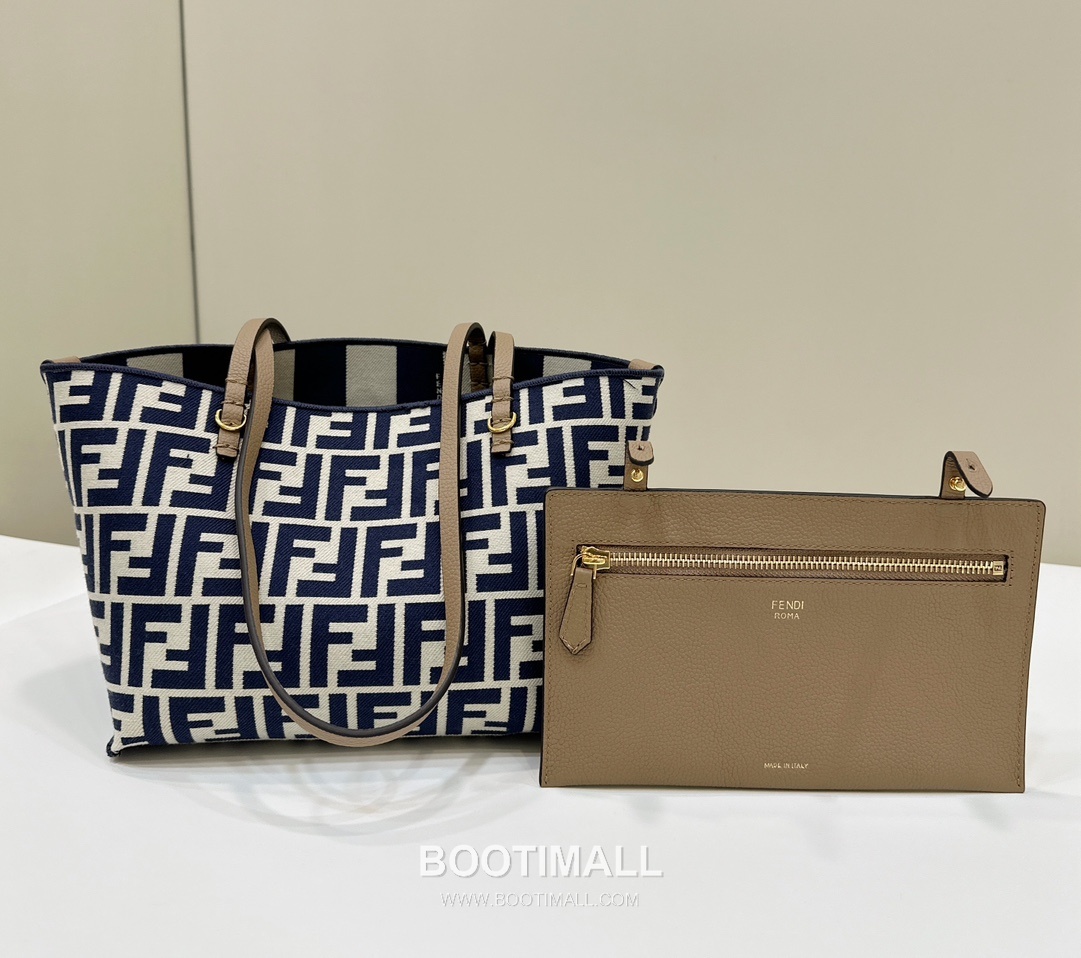 Fendi Roll Pequin FF Reversible Canvas Blue Tote Bag 펜디 롤 페퀸 FF 리버서블 캔버스 블루 토트백 22cm 6
