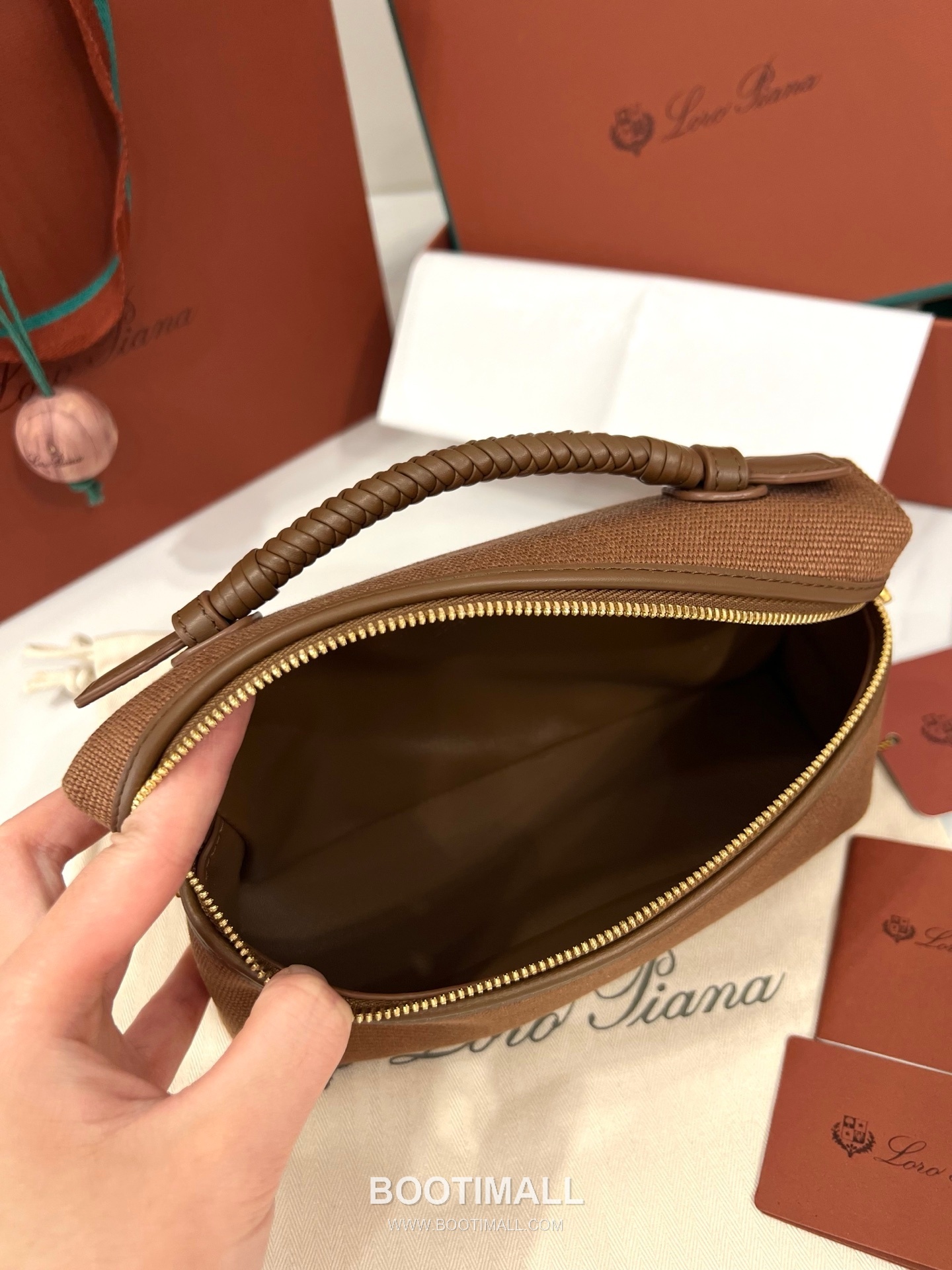 Loro Piana Extra Bag 23 Canvas & Saddle Leather Bag 로로피아나 엑스트라 백 23 캔버스 새들 레더 더블지퍼 숄더 크로스백 23cm 14