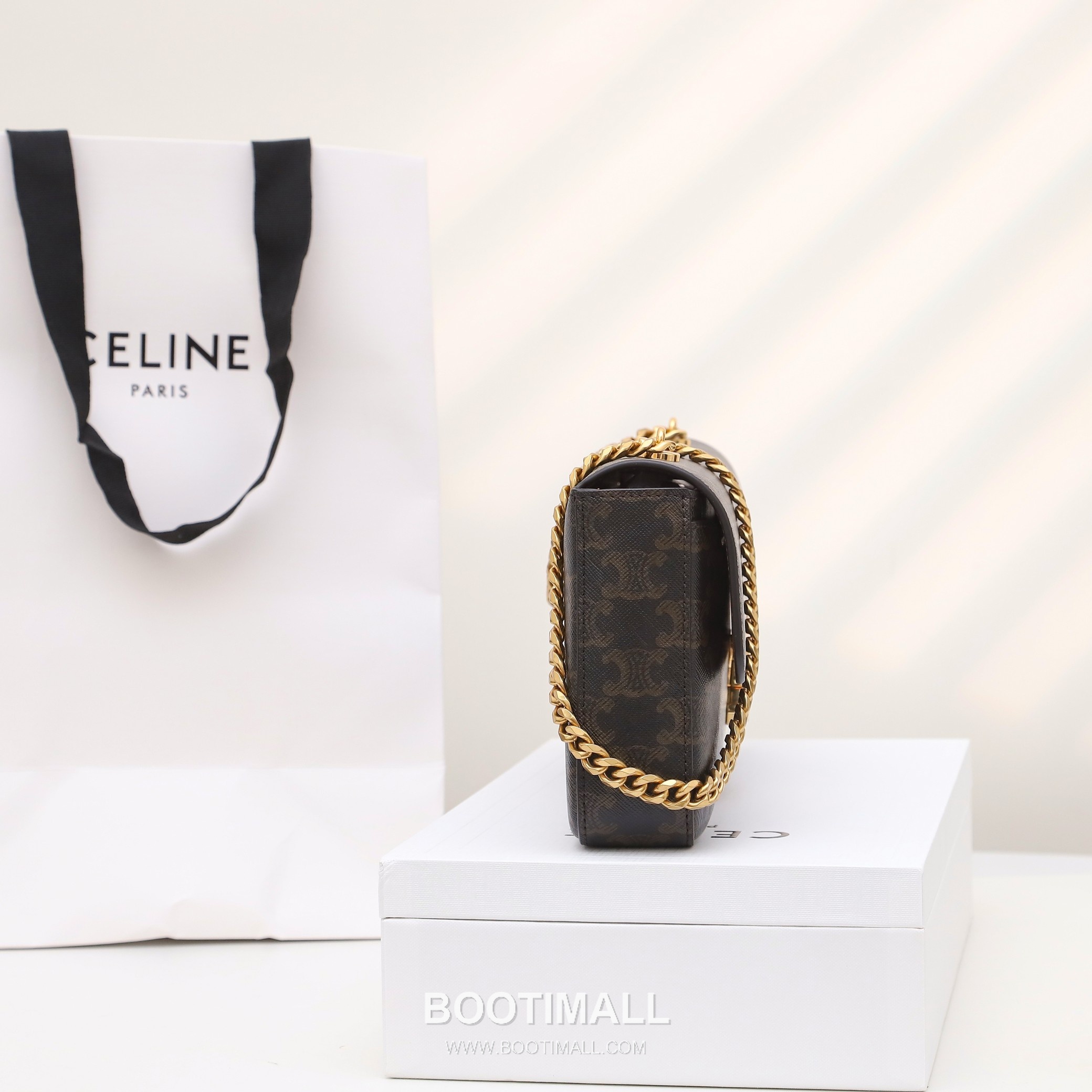 CELINE Triomphe Monogram Canvas Chain Shoulder Bag 197412 셀린느 트리옹프 모노그램 체인 숄더백 33cm 12