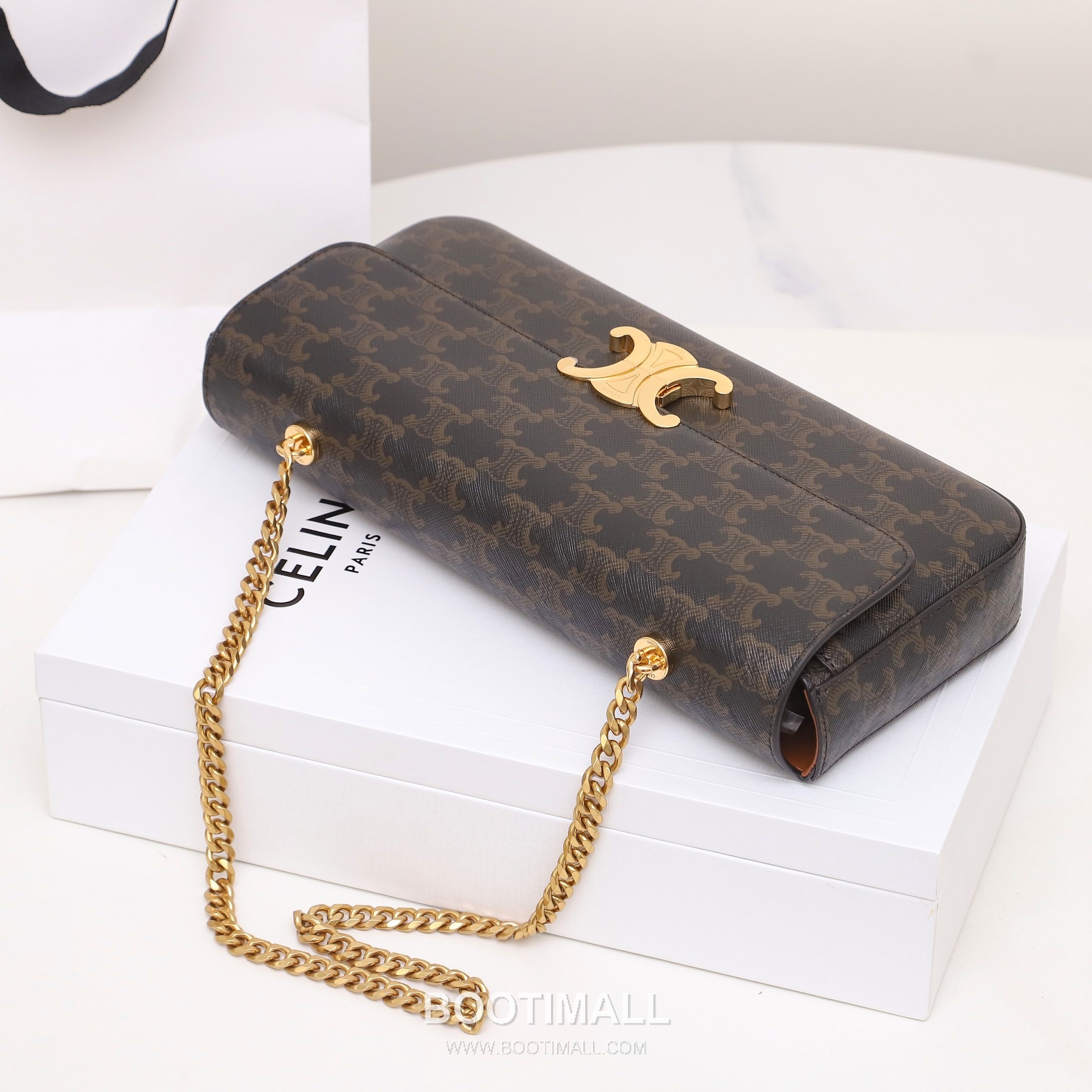 CELINE Triomphe Monogram Canvas Chain Shoulder Bag 197412 셀린느 트리옹프 모노그램 체인 숄더백 33cm 16