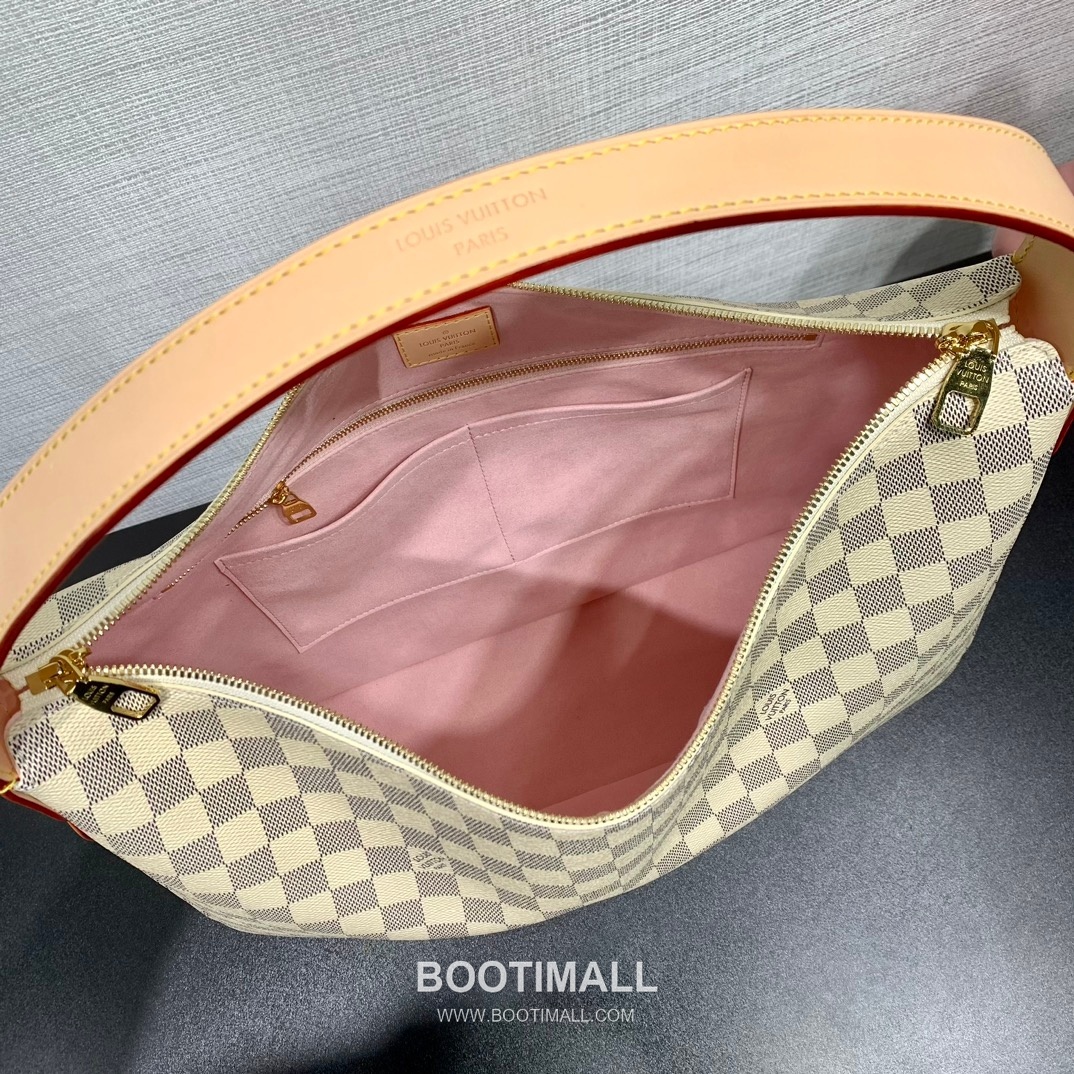 Louis Vuitton Slouchy MM M00126 Damier Azur Coated Canvas Shoulder Bag 루이비통 슬라우치 MM 다미에 아주르 코팅 캔버스 숄더백 40cm 4