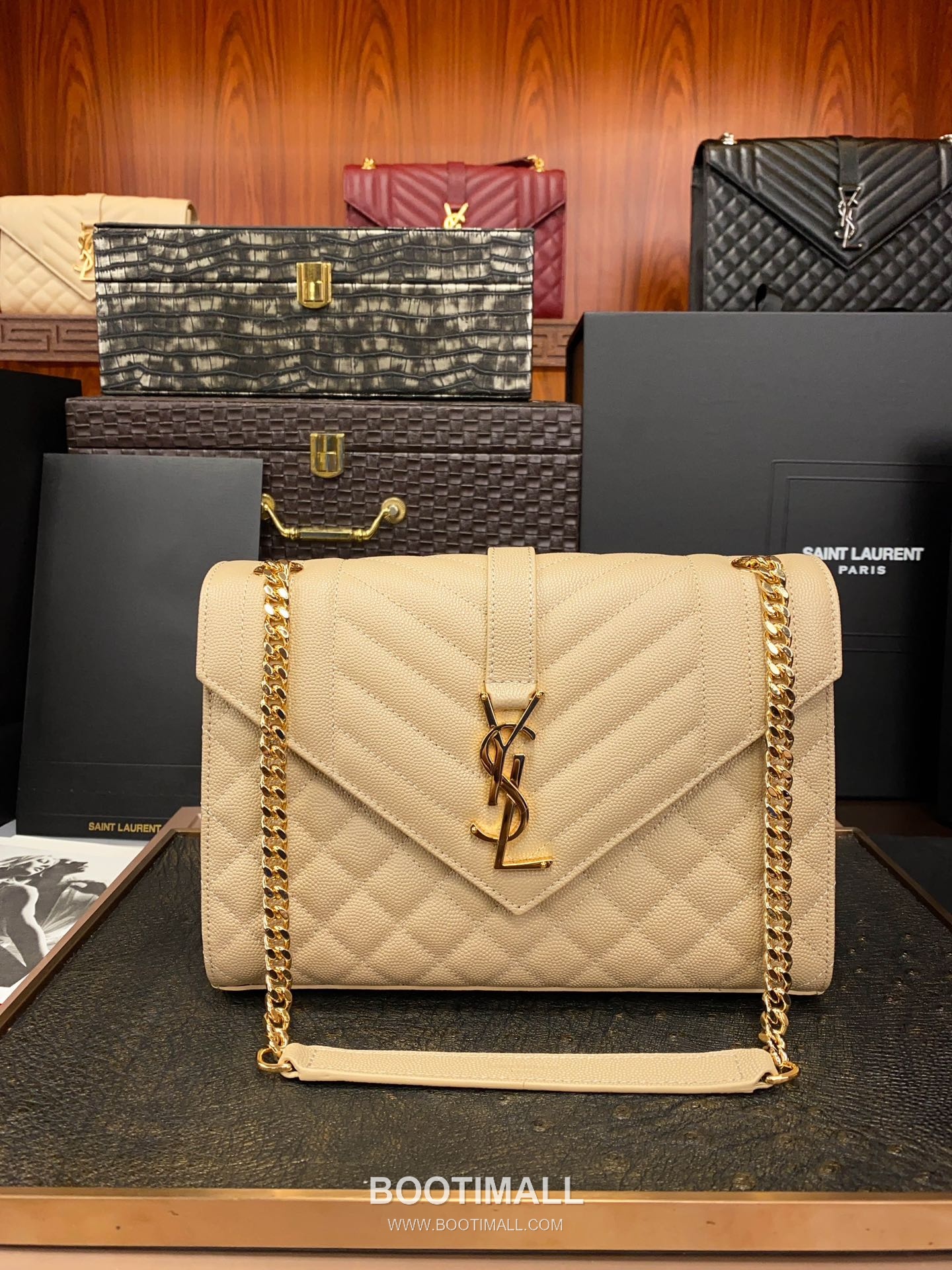 Saint Laurent Envelope Medium 487206 Grained Calfskin Quilted Chain Bag 생로랑 엔벨로프 미디움 그레인 카프스킨 퀼팅 체인백 24cm 1