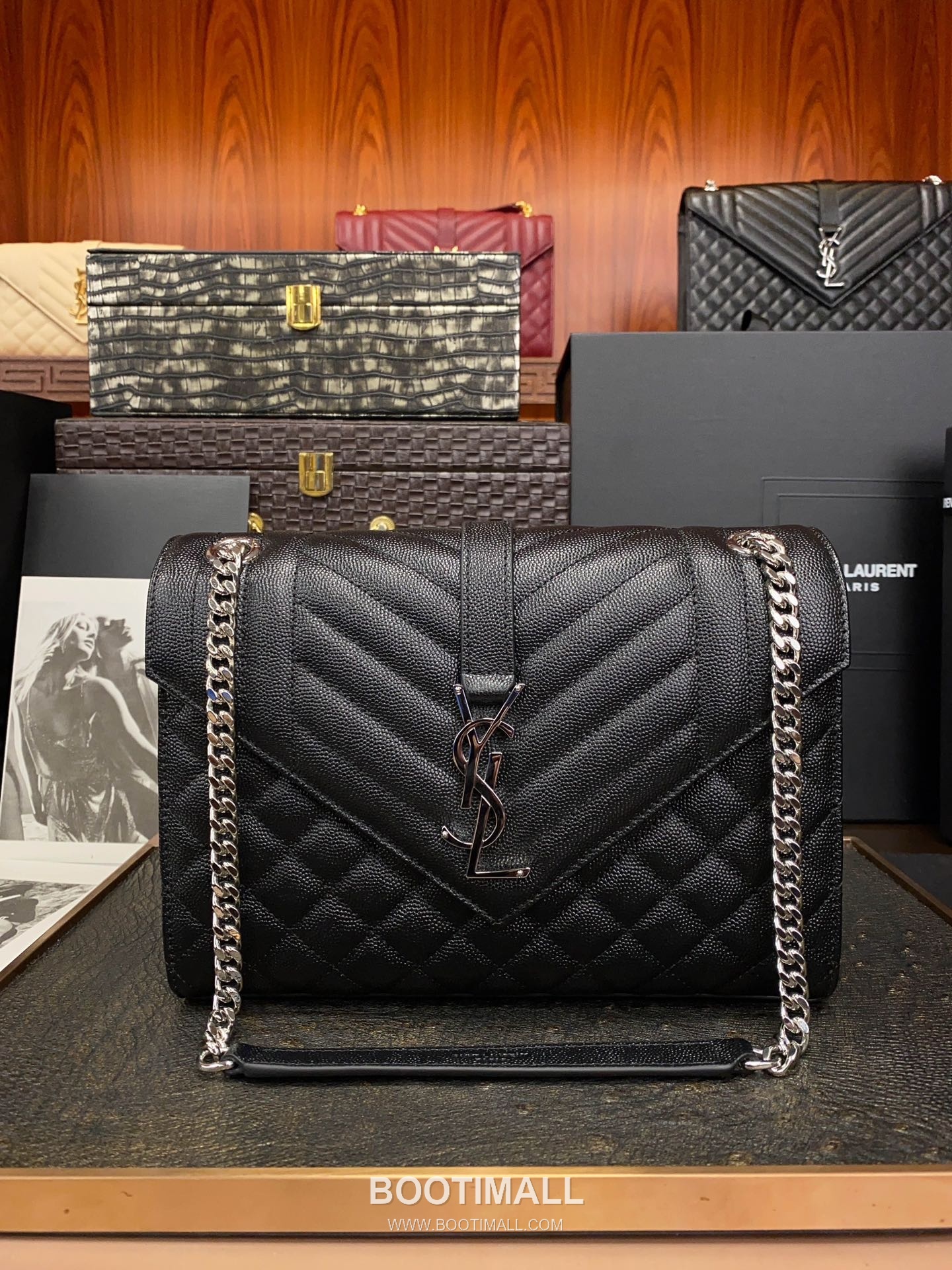 Saint Laurent Envelope Medium 487206 Grained Calfskin Quilted Chain Bag 생로랑 엔벨로프 미디움 그레인 카프스킨 퀼팅 체인백 24cm 1
