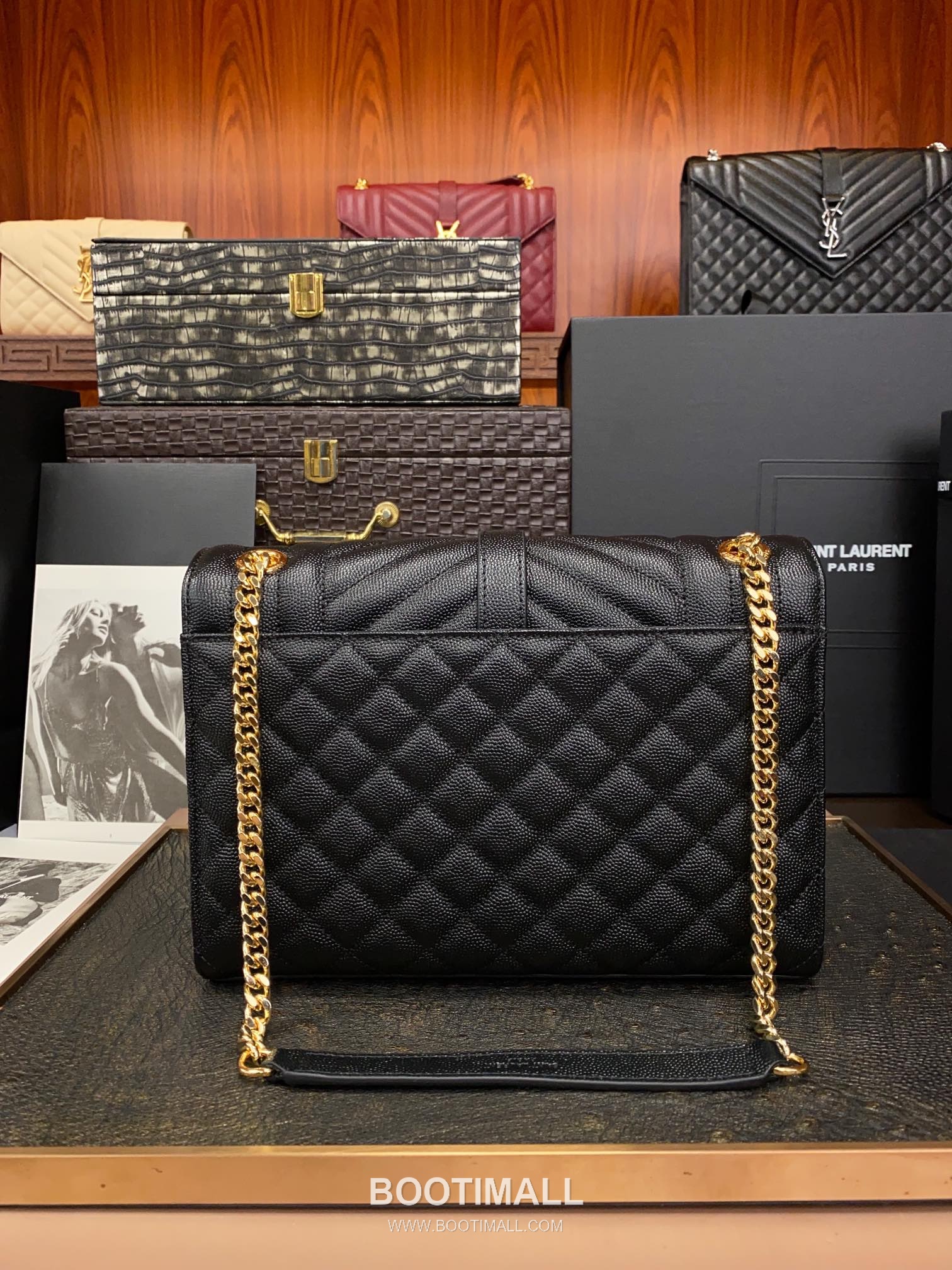 Saint Laurent Envelope Medium 487206 Grained Calfskin Quilted Chain Bag 생로랑 엔벨로프 미디움 그레인 카프스킨 퀼팅 체인백 24cm 9