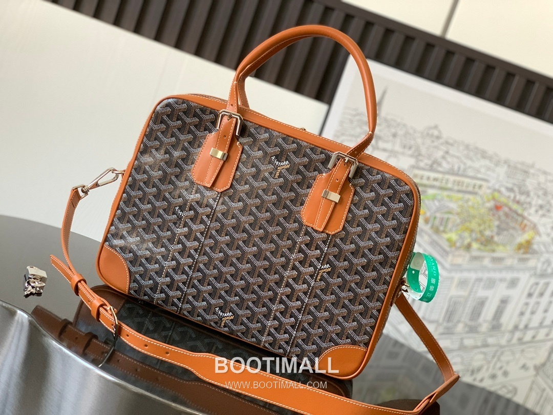 Goyard Ambassade Goyardine Canvas Briefcase 8070 고야드 앙바사드 고야딘 캔버스 브리프케이스 35cm 3