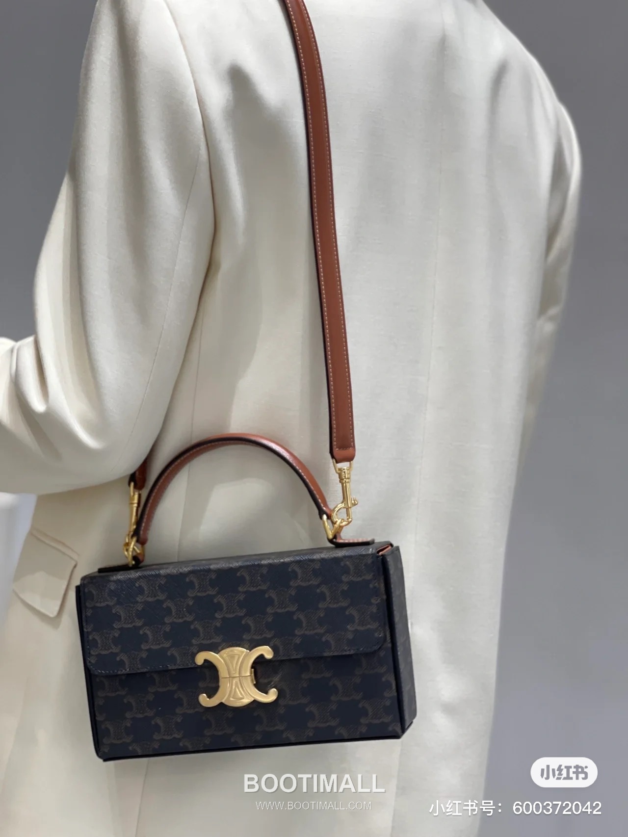 Celine Box Triomphe Canvas Leather Flap Shoulder Bag 199992 셀린느 박스 트리옴프 캔버스 레더 플랩 숄더백 22cm 5