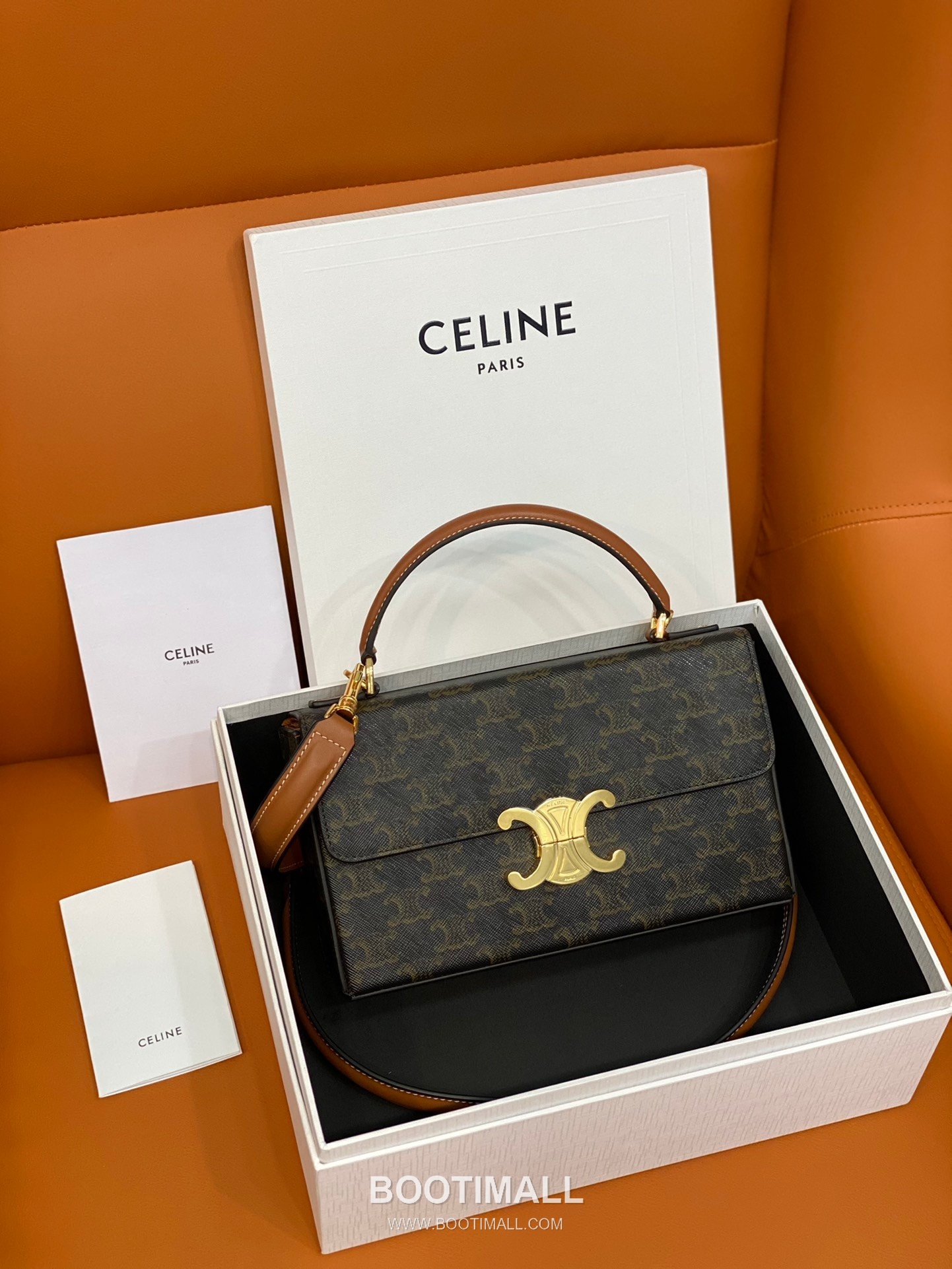 Celine Box Triomphe Canvas Leather Flap Shoulder Bag 199992 셀린느 박스 트리옴프 캔버스 레더 플랩 숄더백 22cm 12