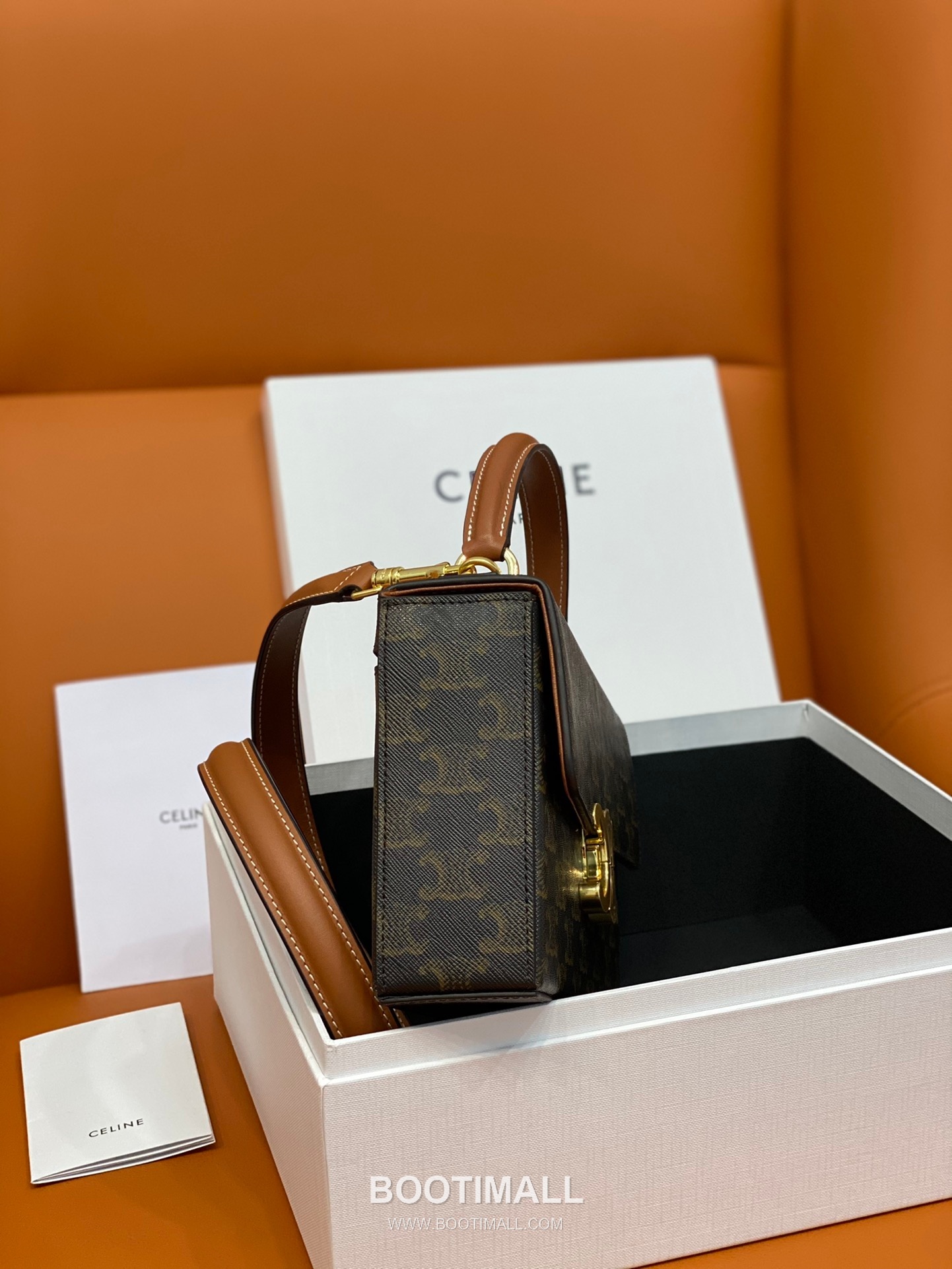 Celine Box Triomphe Canvas Leather Flap Shoulder Bag 199992 셀린느 박스 트리옴프 캔버스 레더 플랩 숄더백 22cm 14