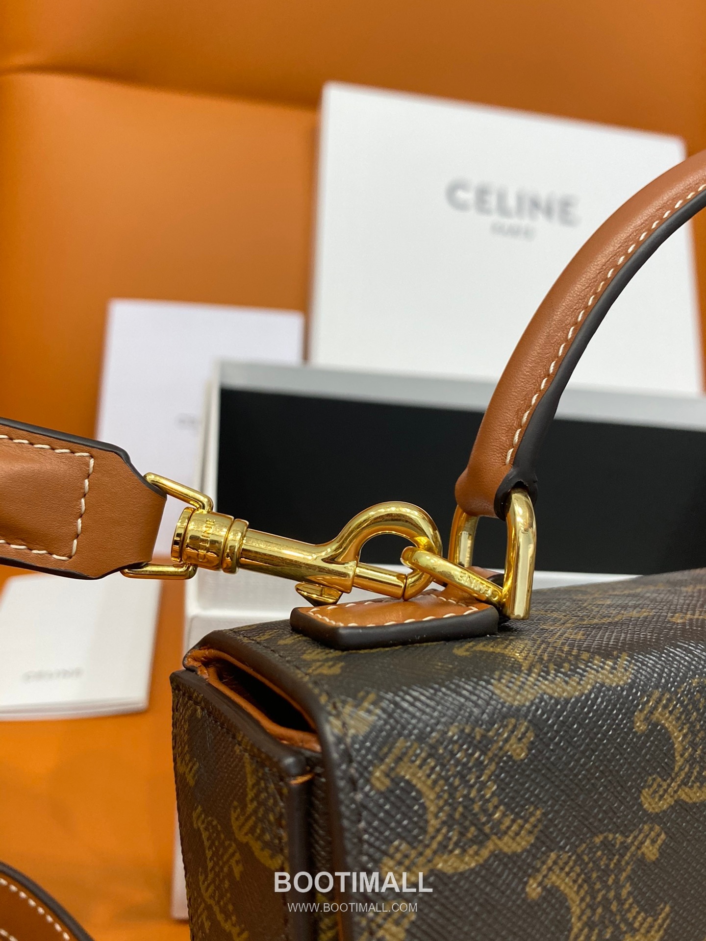 Celine Box Triomphe Canvas Leather Flap Shoulder Bag 199992 셀린느 박스 트리옴프 캔버스 레더 플랩 숄더백 22cm 17