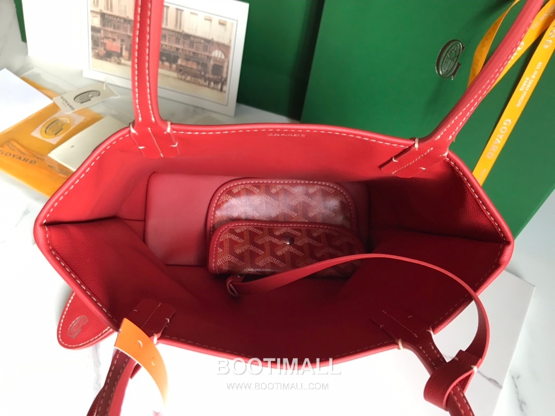 Goyard Saint Louis Mini Goyardine Canvas Leather Tote Bag 020660 고야드 생루이 미니 고야딘 캔버스 레더 토트백 28cm 6