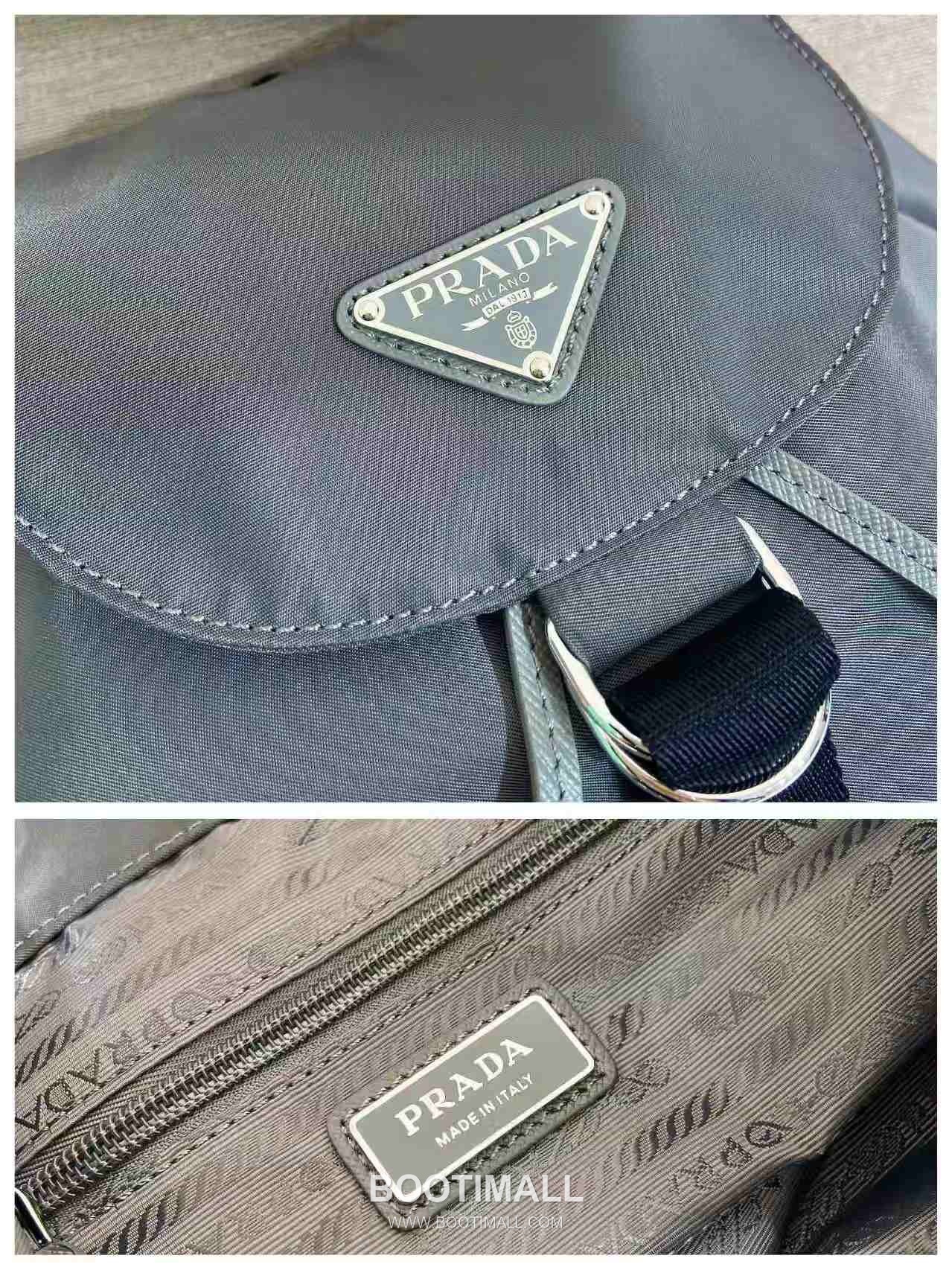 Prada Re-Nylon Backpack with Saffiano Leather Trim and Minimal Strap Design 프라다 리나일론 사피아노 가죽 트림 미니멀 스트랩 백팩 1BZ0197 25cm 9