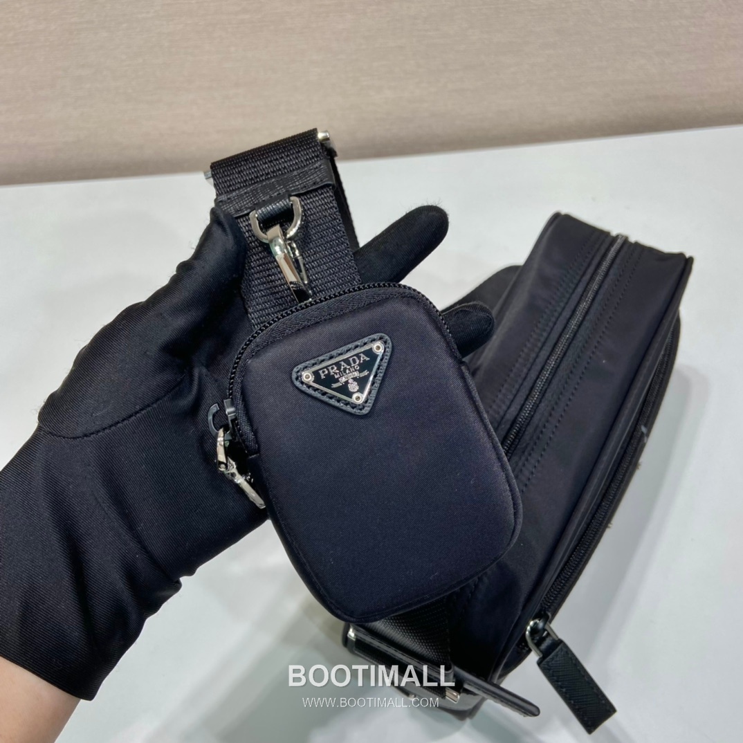 Prada Re-Nylon Calfskin Trim Multi Pouch Shoulder Bag with Detachable Mini Pouch 프라다 리나일론 카프스킨 트림 멀티 파우치 숄더백 탈부착 미니 파우치 1BC167 23cm 5