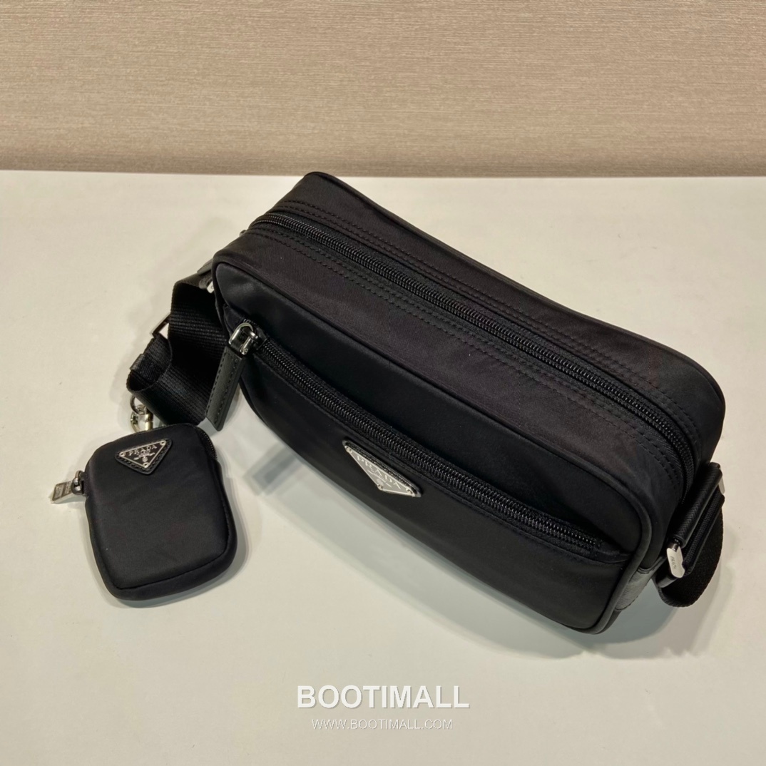 Prada Re-Nylon Calfskin Trim Multi Pouch Shoulder Bag with Detachable Mini Pouch 프라다 리나일론 카프스킨 트림 멀티 파우치 숄더백 탈부착 미니 파우치 1BC167 23cm 7