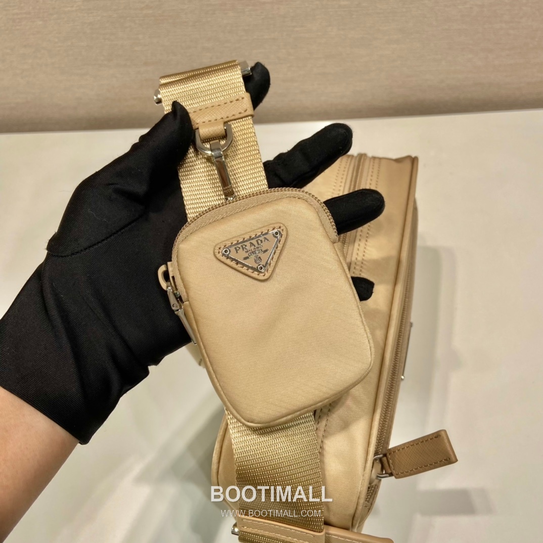 Prada Re-Nylon Calfskin Trim Multi Pouch Shoulder Bag with Detachable Mini Pouch 프라다 리나일론 카프스킨 트림 멀티 파우치 숄더백 탈부착 미니 파우치 1BC167 23cm 6