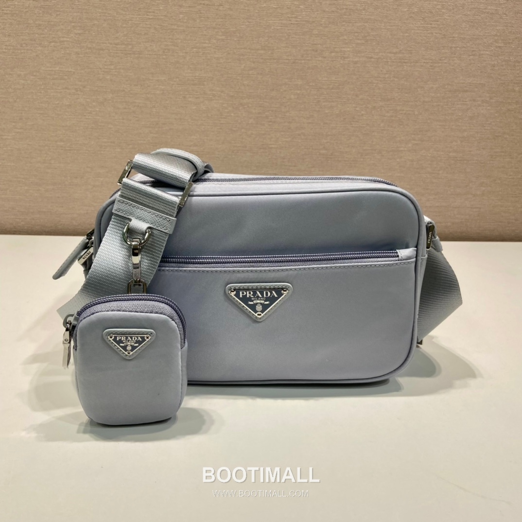 Prada Re-Nylon Calfskin Trim Multi Pouch Shoulder Bag with Detachable Mini Pouch 프라다 리나일론 카프스킨 트림 멀티 파우치 숄더백 탈부착 미니 파우치 1BC167 23cm 2